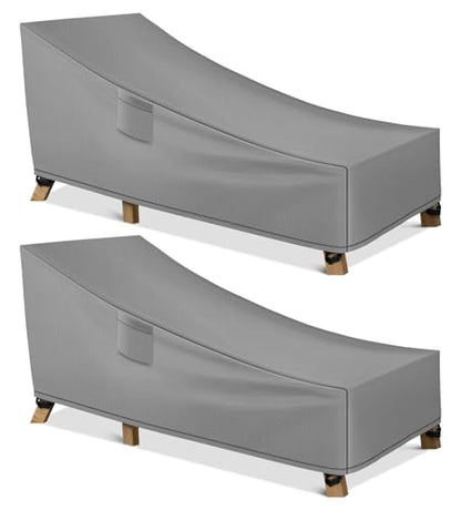 WLEAFJ Patio Chaise Lounge Cover Waterproof, Heavy Duty Outdoor Lounge Chair Covers, Durable Patio Furniture Covers, 78L x 34W x 32H inch - 2 Pack, Gray - color: Gray, size: 2 Pack-78L x 34W x 32H inch