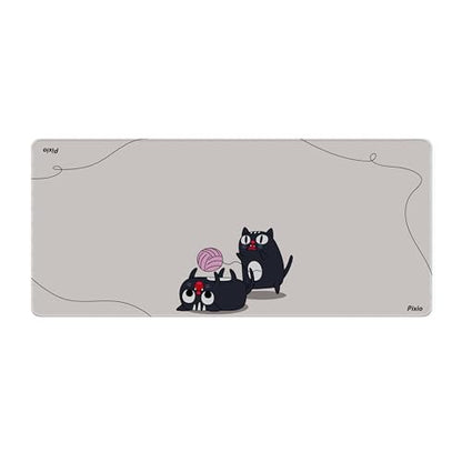 Pixio Mouse Pads - 36 x 16 inch XXL Playful Cats (Center) Beige Multifunctional Large Desk Mats for Gaming, Office, Desktop Anti-Slip Waterproof Washable Computer Mouse Mat - color: Beige Playful Cats (Center)