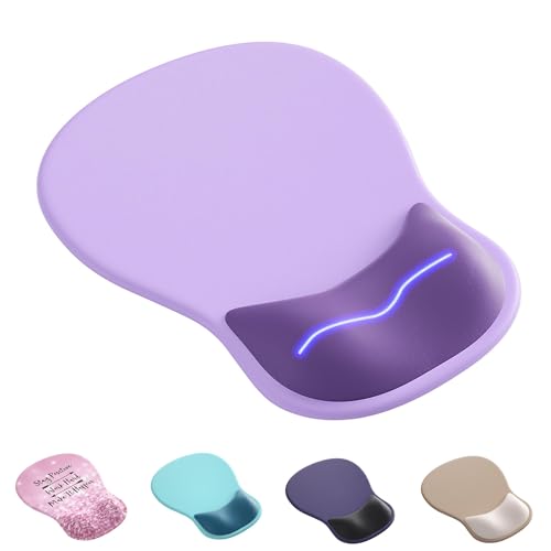 Ergonomic Mouse Pad with Wrist Rest,Cute Gel Mousepad Wrist Support - Small Mini Portable for Travel Mouse Pads for Desk Laptop,Computer,Office & Home Decor (Dark Purple) - color: L-Dark Purple