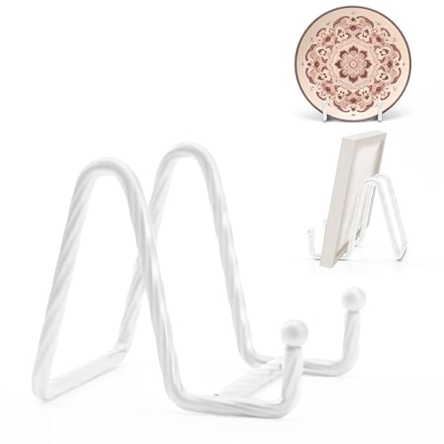 3Inch 3Pack Picture Easels for Display, Metal Decorative Plate Stand, White Picture Holder Stand, Picture Frame Stands for Display, Picture Frame Stand - Plate Display Stands Stand for Sign,Book - color: White, size: 3 inch(3 pack)