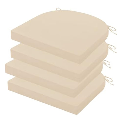 Outdoor Chair Cushions Set of 4, 17x16x2 Inch Patio Furniture Cushions, Water Resistant, Non-Slip Ties (Beige) - color: 1 - Beige, size: 17x16x2|4 Pack