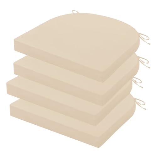 Outdoor Chair Cushions Set of 4, 17x16x2 Inch Patio Furniture Cushions, Water Resistant, Non-Slip Ties (Beige) - color: 1 - Beige, size: 17x16x2|4 Pack