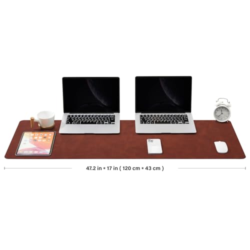Distressed Leather Desk Mat - Non-Slip PU Desk Pad for Office and Home - Desk Organization and Accessories - Ideal for Large Mouse Pad and Desk Mats on Top of Desks(Mahogany,47.2"x 17") - color: Mahogany, size: 47" x 17"