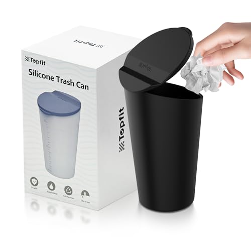 BMZX Car Trash Can with Lid Small Cup Holder Door Pocket Garbage Can Bin Trash Container Fits Auto Home Office, Black 1 Pack - color: Black