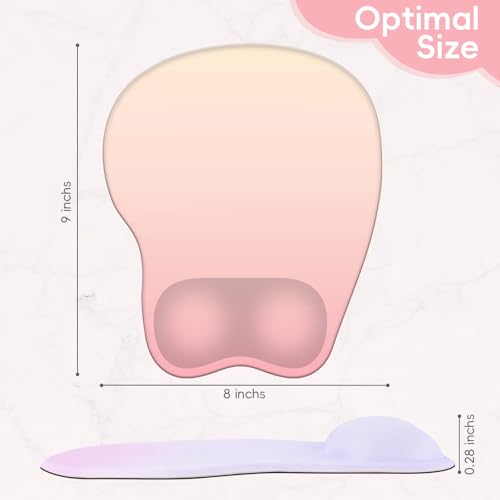 Mouse Pad with Wrist Rest Ergonomic Mouse Pad with Comfortable M-Shape Pain Relief Wrist Support Non-Slip PU Base Mousepad for Laptop, Office & Home (Peach Pink) - color: Peach Pink