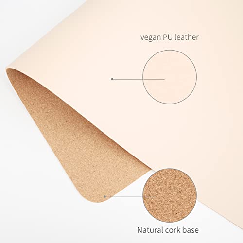 RENMTURE Dual-Sided Mouse Pad, Natural Cork & PU Leather Large Desk Pad for Office and Home Work, Desk Protector Non-Slip, Waterproof, Easy Clean (Apricot, 23.6" x 13.7") - color: Apricot, size: 23.6"x13.7"