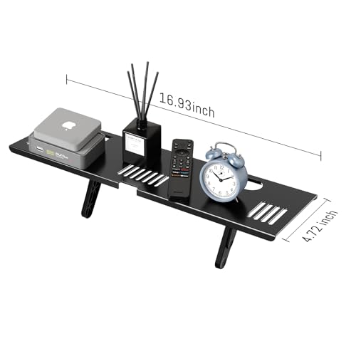 CABTE Adjustable Steel TV Top Shelf, Floating TV Stand, Universal Monitor Shelf for Soundbar, Game Console, Cable Box, Router Shelves (16.93x4.72inch Steel) - style: 16.93x4.72inch Steel