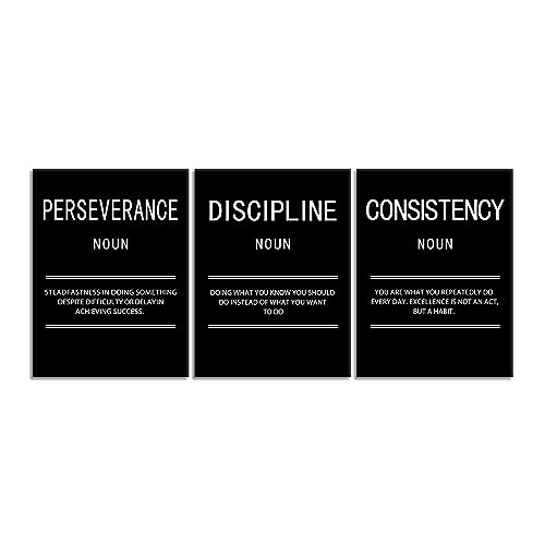Perseverance Discipline Consistency Motivational Canvas Office 3 Panel Print Wall Art Inspirational Poster Painting Modern Inspiring Artwork for Home Living Room Decor Ready to Hang [36''Wx 16''H] - color: Inspirational-8, size: 16.00" x 36.00"