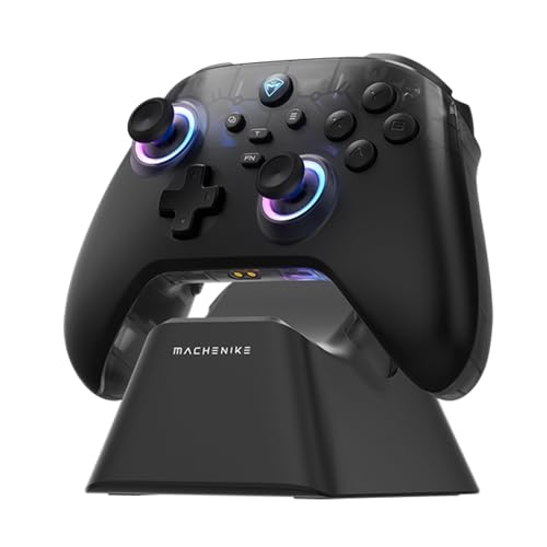 Machenike G3V2 Bluetooth Controller for Pc/Switch/Ios/Android, Hall Effect Joysticks, RGB Lighting Gaming Controller,2 Programmable Buttons,1000mah Battery With Charging Station, Black - color: Black PE UG