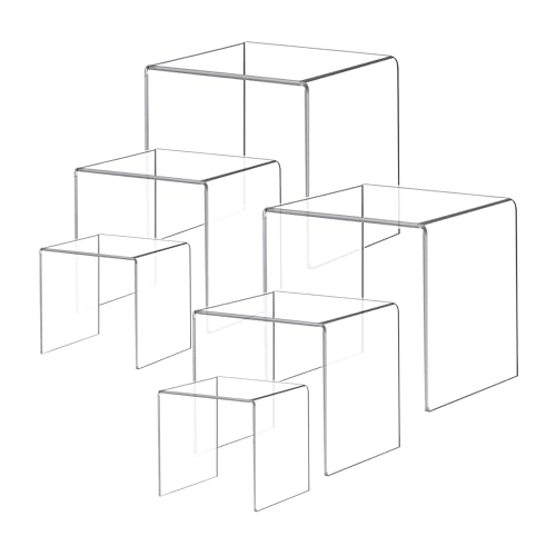 Acylic Riser Square Display Stand For Cupcakes, Arts and Crafts (Clear, 6P-4&5&6INCH) - color: Clear, size: 6P-4&5&6INCH