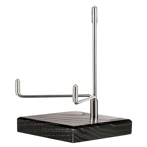 Hipiwe Adjustable Stainless Steel Arm Display Stand Easel with Wooden Base Rocks Crystal Display Easel Holder for Mineral Agate Gemstones Fossils Coral Geodes Plate and Photo, 3.1"x3.1"x4.9" - size: Large