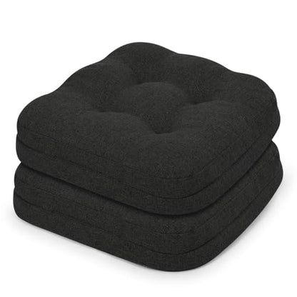baibu Set of 2 Dining Chair Cushions, Dual-Layer Patent Design Memory Foam Kitchen Chair Cushions, Non-Slip Seat Pads with Ties, 16.5 x 16.5 x 3.5in, 2 Pack, Black - color: Black, size: 2 Count (Pack of 1)