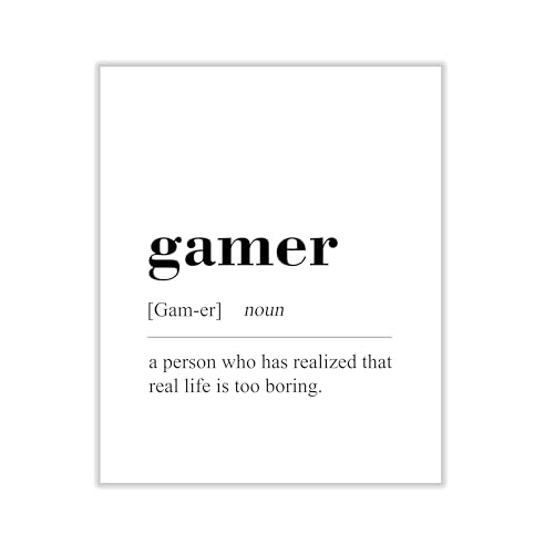 Poster Master Gaming Canvas - Gamer Definition Print - Dictionary Art - Black & White Wall Design - Typography Art - Funny Game Room or Boy's Bedroom Wall Decor - 16x20 ROLLED Canvas - color: Style-01, size: 16"L x 20"W