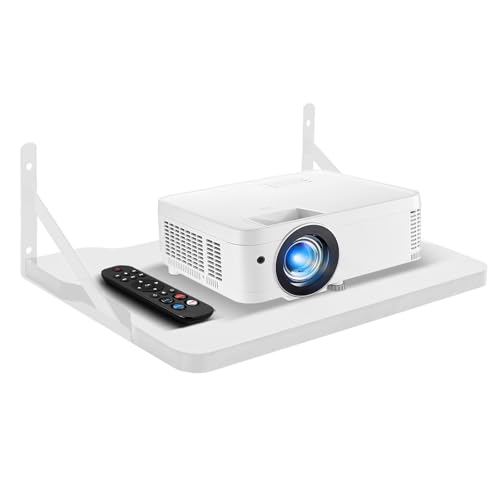 White Small Mini Projector Shelf/Projector Wall Mount Floating Shelf/Router Shelf/Modem Cable Box Shelf/Projector Rack Holder/Projector Mount by MDF