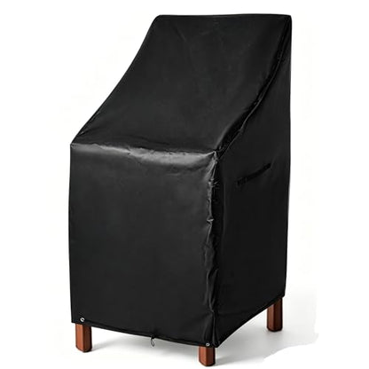 RosieLily Patio Chair Covers High Back Outdoor Bar Stool Covers (1 Pack-Black, 25.2"W x 25.2"D x 47.24"H) - color: 1 Pack-Black, size: 25.2"W x 25.2"D x 47.24"H