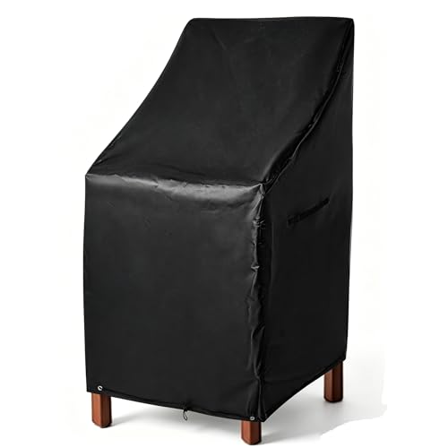 RosieLily Patio Chair Covers High Back Outdoor Bar Stool Covers (1 Pack-Black, 25.2"W x 25.2"D x 47.24"H) - color: 1 Pack-Black, size: 25.2"W x 25.2"D x 47.24"H
