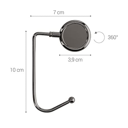 kwmobile Purse Hook for Table - Set of 2 Purse Holder - Handbag Hanger - Portable Bag Holder - Bag Hooks for Desk - Table Hook Black - color: Black