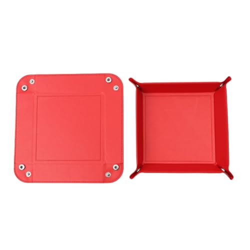Valet Tray Desktop Storage Organizer – Vegan Leather Catchall Tray Bedside Vanity Tray Nightstand Caddy Holder for Remote Controller, Watch, Keys, Phone, Wallet, Coin, Jewelry, Red - color: Red