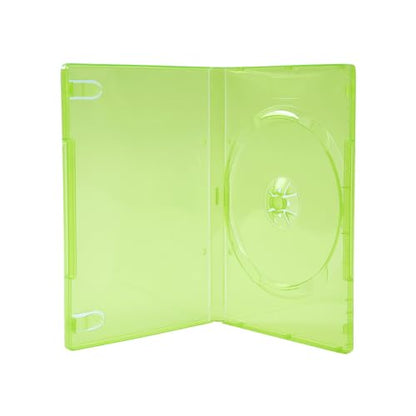 Maxtek 14mm Transparent Green Standard Single Capacity DVD Case with Outter Clear Sleeve Compatible for Xbox Game Discs, 10 Pieces Pack