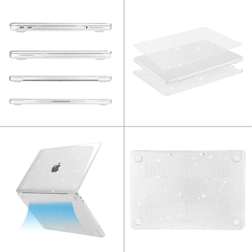 MOSISO Sparkly Glitter Case Compatible with MacBook Neo Case 13 inch 2026 Release Model A3404 with A18 Pro Chip, Crack-Resistant Protective Hard Shell Case&Keyboard Cover&ScreenFilm&Pouch, Transparent - color: Transparent