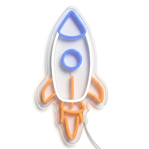 Rocket Neon Sign for Wall Decor, LED Dimmable Rocket Lights with USB Power, Neon Signs for Boys Room, Kids Bedroom, Gaming Room, Space Decor Night Light Gift for Teen Boys Kids 7.09 x 13.78 in - color: Rocket Neon Sign