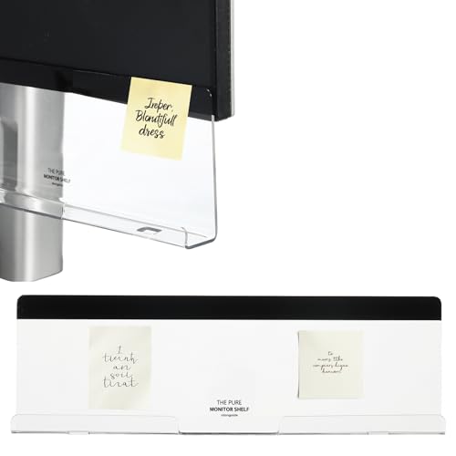 PATIKIL Monitor Memo Board, Transparent, Black Bottom Self-Adhesive Sticky Note Holder Side Note Attachment Computer Accessories for Home Office Computer Monitor Screen, 1 Pcs