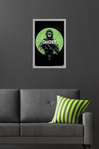 Call of Duty: Modern Warfare 2 - Ghost Emblem Wall Poster, 22.4L" x 14.7W", Gray Framed Version - color: Gray Framed Version, size: 22.4"L x 14.7"W