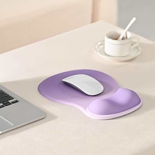 EooCoo Ergonomic Mouse Pad with Gel Wrist Rest Support Middle Concave Design, Relieve Wrist Pain Mousepad, Non-Slip Base for Laptop, Office Desk Accessories, Carpal Tunnel Syndrome - color: Purple