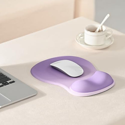 EooCoo Ergonomic Mouse Pad with Gel Wrist Rest Support Middle Concave Design, Relieve Wrist Pain Mousepad, Non-Slip Base for Laptop, Office Desk Accessories, Carpal Tunnel Syndrome - color: Purple