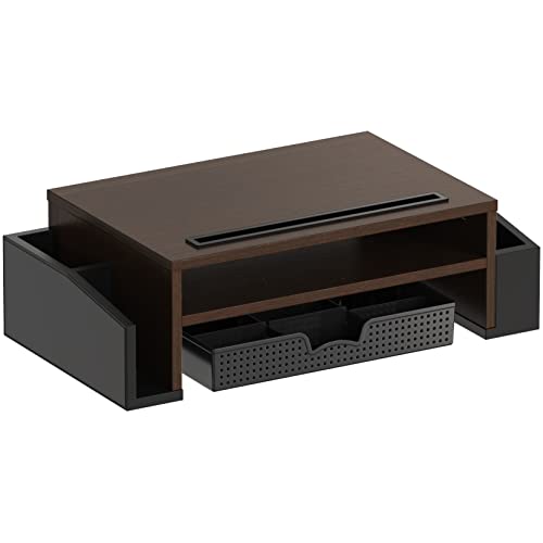 Simple Houseware Desk Monitor Stand Riser with Adjustable Organizer tray, Espresso - color: Espresso