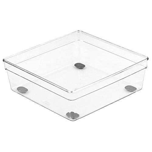 Glad Clear Plastic Organizer Bin – 6” x 6” x 2.2” Drawer Storage Tray with Non-Slip Feet, Clear - size: 6x6 (Pack of 1)