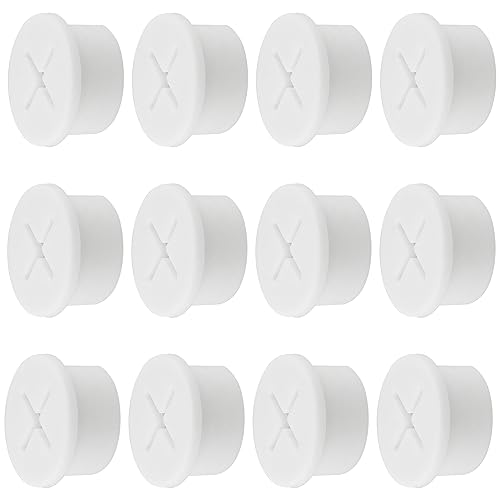 Desk Grommet,3/4 Inch Flexible Rubber Grommets, Silicone Cable Cord Grommet Wire Hole Cover for Desk, Table and Other Furnitures(12Pack) - size: 3/4IN/20mm White