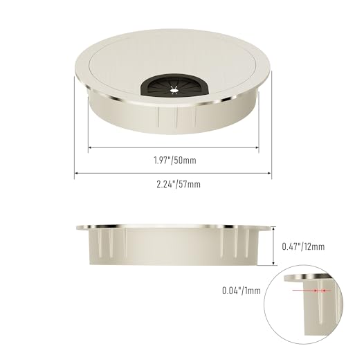 Desk Grommet 2 Inch 50mm, Zinc Alloy Computer Desk Wire Hole Cover, Office Desktop Cord Cable Hole Metal Ring, Brushed Silver - size: 2" Brushed Silver