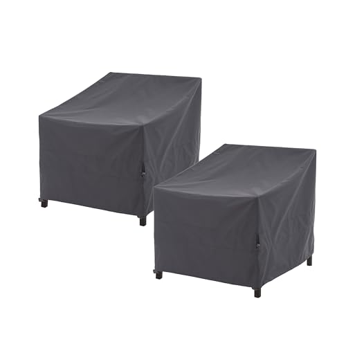 WJ-X3 Grey Patio Chair Covers Heavy Duty, 34" W x 36" D x 36" H, 2 Pack | Waterproof Outdoor Adirondack Covers, Tolix Chairs, PU-Coated Ripstop, Mid-Cinch, Less Wind Lift, Anti-UV Fade Defense - color: Gray, size: 34W x 36D x 36H, 2-Pack, Adirondack Chair
