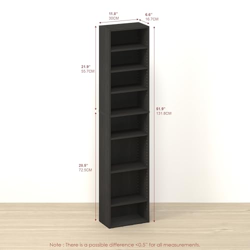 Toki 8-Tier DVD Storage, CD Rack, Media Shelf, Media Storage, for Living Room, Ebony - color: Ebony, size: 8-Tier
