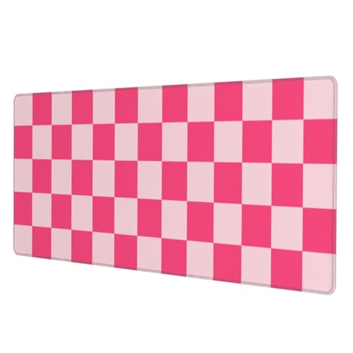 Pink Checkered Cute Gaming Mouse Pad, Large Mouse Pad for Desk Mat XXL XL Mousepad, Big Keyboard Pad Office Desk Accessories Decor - color: Pink Checkered