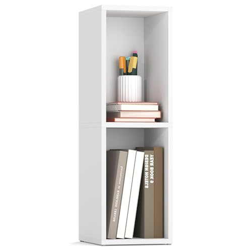 VASAGLE CUSTOS Collection - Bookshelf, 2-Tier Bookcase, Book Shelf, Open Storage Shelf, 9.4 x 7.9 x 25.2 Inches, for Living Room, Home Office, Dining Room, Cloud White ULBC522W01 - color: Cloud White, size: 2 Tiers (7.9"W)