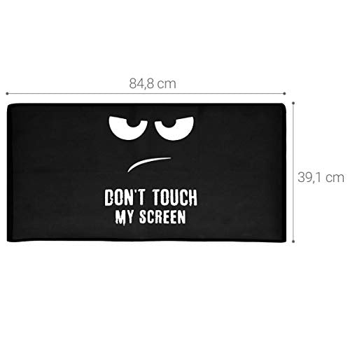 kwmobile Computer Monitor Cover Compatible with 34-35" monitor - Don't Touch My Screen White/Black
