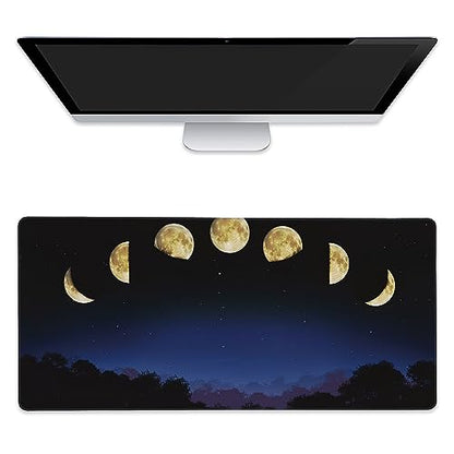 Large Mouse Pad Moon Phase Extended Gaming Mouse Pad Non-Slip Desk Mat with Stitched Edge Laptop Computer Keyboard Mousepad for Office Home 35.4" x 15.7" - color: Moon Phase