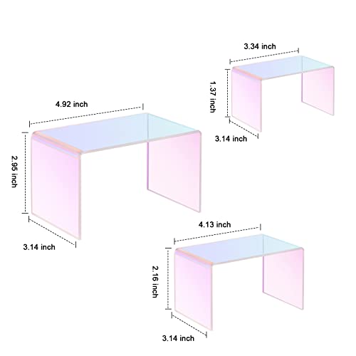 Chuangdi 2 Sets Acrylic Display Risers, Product Stand, Jewelry Display Riser Shelf Showcase Fixtures for Dessert Cupcake Candy Figure Treat Action Showcase(Rainbow Color,Small Set) - color: Rainbow Color, size: Small Set