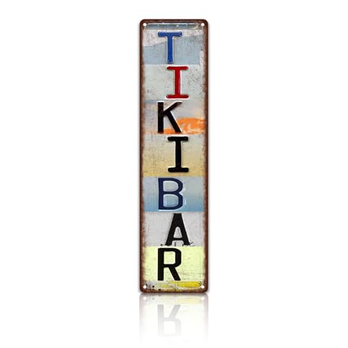 Vintage Tiki Bar Wall Decor Street Signs Bar Metal Tin Signs 4 x 16 Inches - color: Tiki Bar