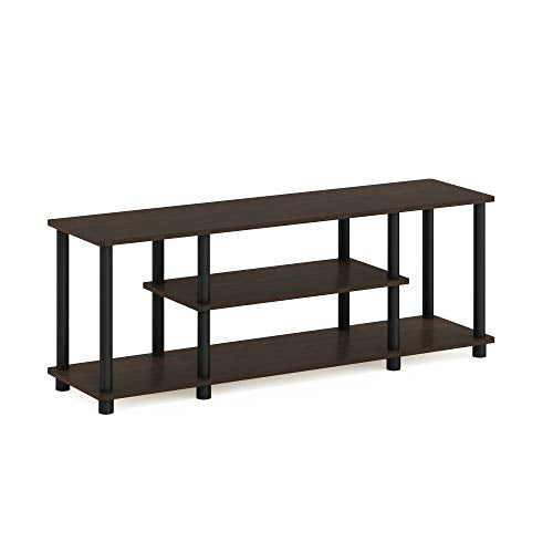 Furinno Turn-N-Tube No Tools 3D 3-Tier Entertainment TV Stand up to 50 inch TV, Round Tubes, Dark Brown / Black - color: Dark Brown/Black, size: 50 inch