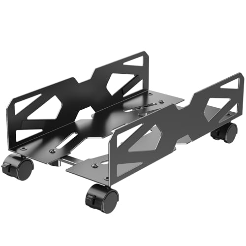 Adjustable Computer Tower Stand, Ventilated PC Tower Stand with 4 Caster Wheels,Mobile Under Desk CPU Holder, PC Cart, Computer Riser for Most Gamers and Students