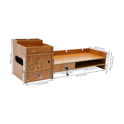 Computer Monitor Stand, Computer Rack with Drawers, Two top Platforms Desk Organizer Monitor Stand with Extra Large Storage Desktop Computer Stand for PC, Laptop, Printer, Screen, TV (07) - size: 07