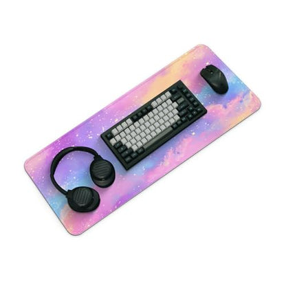 Gaming Mouse Pad, Large 31.5 x 11.8 inches Mousepad, Long Keyboard Pad, Cute Mouse Mat for Computer with Stitched Edges and Non-Slip Base (Pink Purple Galaxy) - color: Pink Purple Galaxy