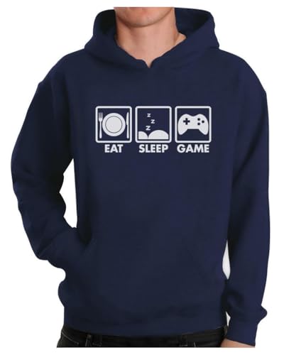Tstars Eat Sleep Game Hoodie for Men and Teens Funny Gamer Pullover Cool Gaming Apparel Hoodies Boys - color: Blue, size: Medium