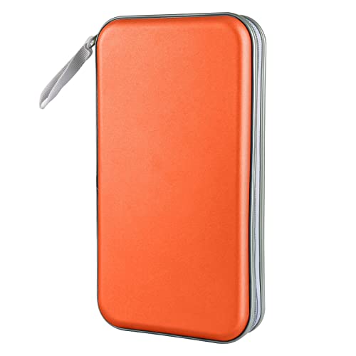 Siveit CD Case Holder, 80 Capacity CD/DVD Case Holders Wallet Hard Plastic CD DVD Disc Cases Storage Binder for Car Home Office Travel (Orange) - color: Orange