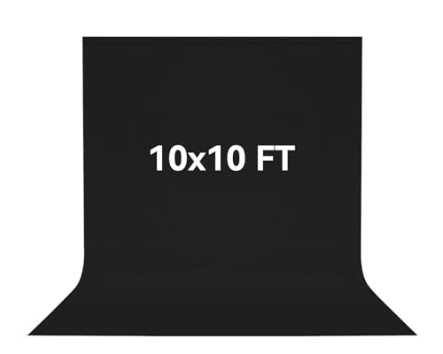 10 x 10 FT Black Backdrop Background, 100% Polyester Photography Backdrop Foldable Washable Black Screen for Photoshoot Portraits Party Video Studio Shooting - color: Black, size: 10 X 10FT
