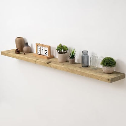 Acovy 55" Unfinished Solid Reclaimed Wood Floating Shelves, Rustic Heavy-Duty Wall Shelves, 8" Deep Floating Shelf for Living Room, Bathroom, Bedroom and Kitchen, Set of 1, Natural - color: Natural, size: 55inches-1P