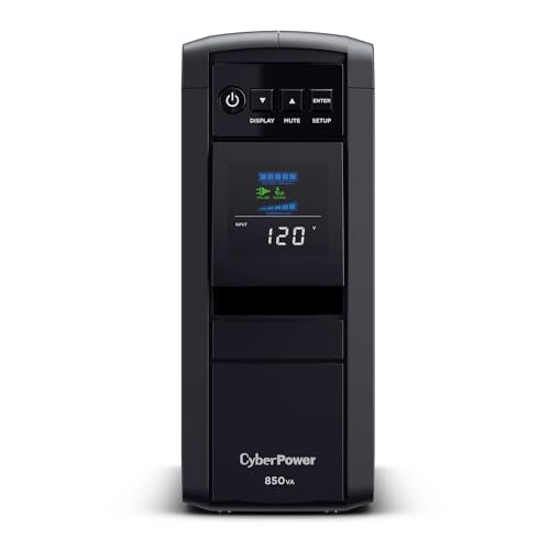 CyberPower CP850PFCLCD PFC Sinewave UPS Battery Backup and Surge Protector, 850VA/510W, 10 Outlets, AVR, Mini-Tower, UL Certified - size: 850VA, style: Mini-Tower